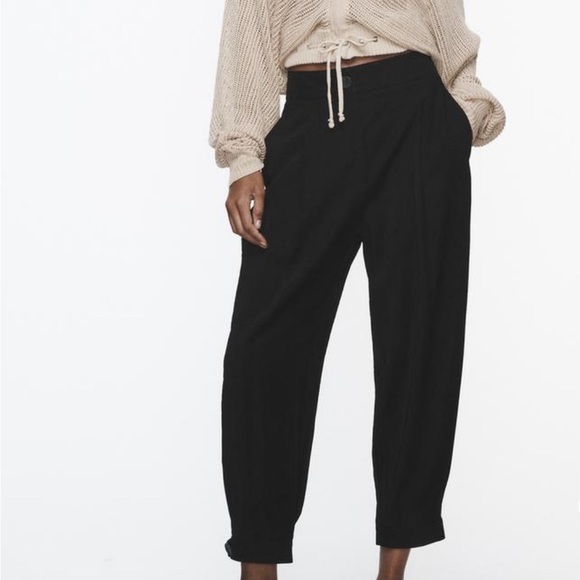 NWT Zara Women's Barrel Trousers With Cuffed Hems - Picture 3 of 9